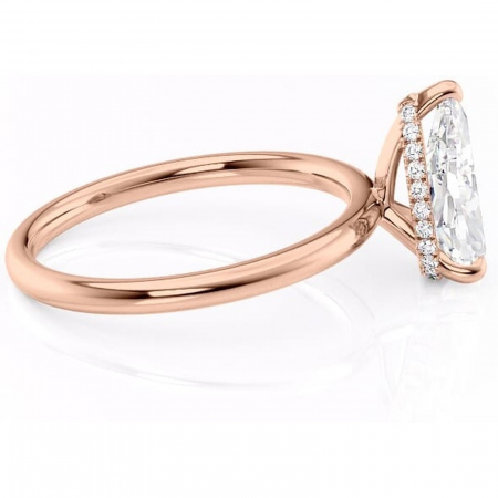 Inel de logodnă Indie din aur Rose 18kt cu moissanite tăietură pară – Solitar rafinată pentru profil înalt | Personalizează și configurează gratuit online [1]