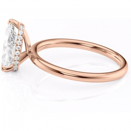 Inel de logodnă Indie din aur Rose 18kt cu moissanite tăietură pară – Solitar rafinată pentru profil înalt | Personalizează și configurează gratuit online [5]