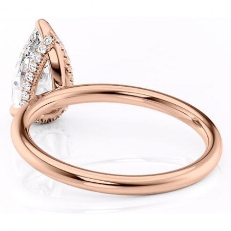 Inel de logodnă Indie din aur Rose 18kt cu moissanite tăietură pară – Solitar rafinată pentru profil înalt | Personalizează și configurează gratuit online [3]