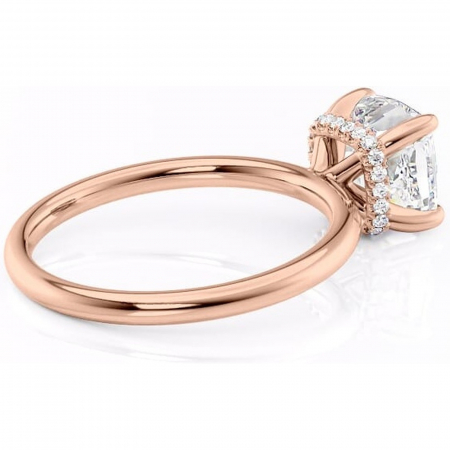 Inel de logodnă Indie din aur Rose 18kt cu moissanite tăietură pernă – Solitar rafinată pentru profil înalt | Personalizează și configurează gratuit online [2]