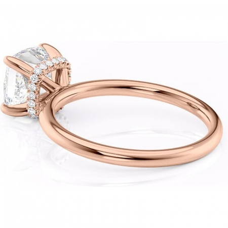 Inel de logodnă Indie din aur Rose 18kt cu moissanite tăietură pernă – Solitar rafinată pentru profil înalt | Personalizează și configurează gratuit online [4]