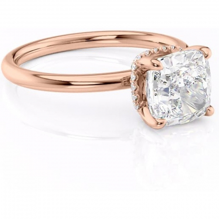 Pernă - Inel de logodnă Indie din aur Rose 18kt cu moissanite tăietură pernă – Solitar rafinată pentru profil înalt | Personalizează și configurează gratuit online