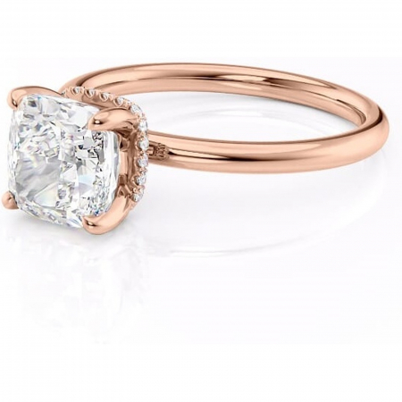 Inel de logodnă Indie din aur Rose 18kt cu moissanite tăietură pernă – Solitar rafinată pentru profil înalt | Personalizează și configurează gratuit online [6]