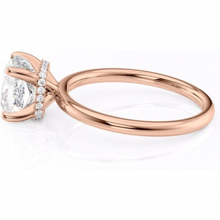 Inel de logodnă Indie din aur Rose 18kt cu moissanite tăietură pernă – Solitar rafinată pentru profil înalt | Personalizează și configurează gratuit online [5]