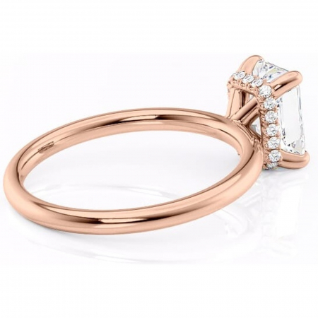 Inel de logodnă Indie din aur Rose 14kt cu moissanite tăietură radiantă – Solitar rafinată pentru profil înalt | Personalizează și configurează gratuit online [2]