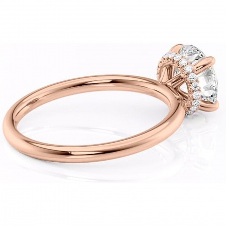 Inel de logodnă Indie din aur Rose 14kt cu moissanite tăietură rotundă – Solitar rafinată pentru profil înalt | Personalizează și configurează gratuit online [2]