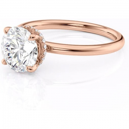 Inel de logodnă Indie din aur Rose 14kt cu moissanite tăietură rotundă – Solitar rafinată pentru profil înalt | Personalizează și configurează gratuit online [6]