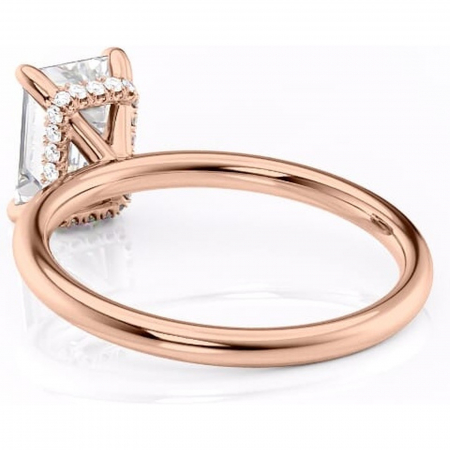 Inel de logodnă Indie din aur Rose 14kt cu moissanite tăietură smarald – Solitar rafinată pentru profil înalt | Personalizează și configurează gratuit online [3]