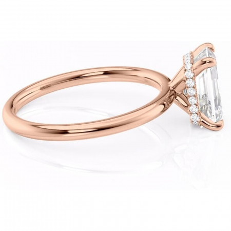 Inel de logodnă Indie din aur Rose 14kt cu moissanite tăietură smarald – Solitar rafinată pentru profil înalt | Personalizează și configurează gratuit online [1]