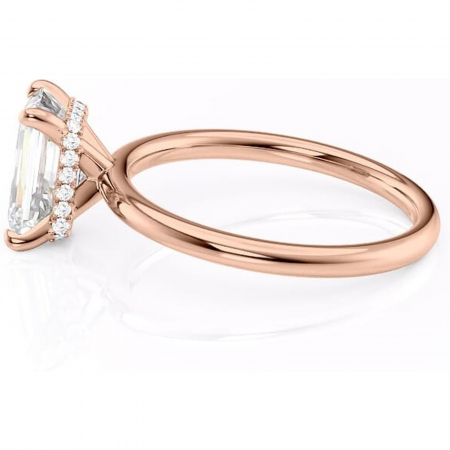 Inel de logodnă Indie din aur Rose 14kt cu moissanite tăietură smarald – Solitar rafinată pentru profil înalt | Personalizează și configurează gratuit online [5]