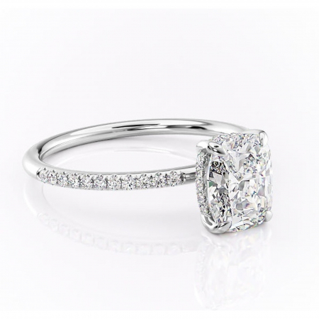 Alege forma Moissanit - Inel de logodnă Isadora din aur Alb 14kt cu moissanite tăietură pernă – Montură pavé rafinată pentru profil înalt | Personalizează și configurează gratuit online