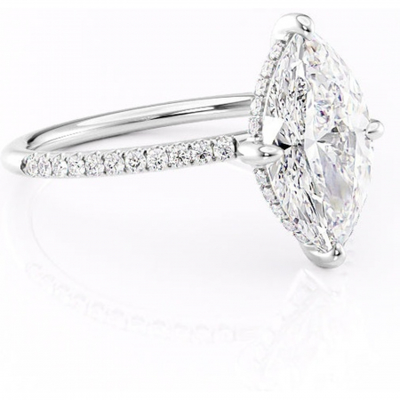 Alege forma Moissanit - Inel de logodnă Isadora din aur Alb 14kt cu moissanite tăietură marquise – Montură pavé rafinată pentru profil înalt | Personalizează și configurează gratuit online