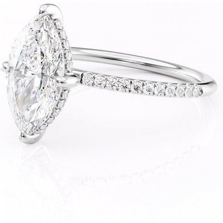 Inel de logodnă Isadora din aur Alb 14kt cu moissanite tăietură marquise – Montură pavé rafinată pentru profil înalt | Personalizează și configurează gratuit online [6]