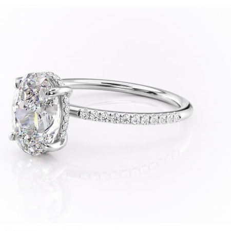 Inel de logodnă Isadora din aur Alb 14kt cu moissanite tăietură ovală – Montură pavé rafinată pentru profil înalt | Personalizează și configurează gratuit online [6]