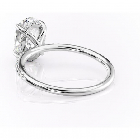 Inel de logodnă Isadora din aur Alb 14kt cu moissanite tăietură ovală – Montură pavé rafinată pentru profil înalt | Personalizează și configurează gratuit online [3]