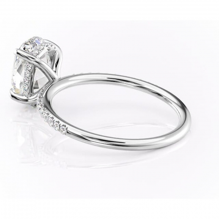 Inel de logodnă Isadora din aur Alb 14kt cu moissanite tăietură ovală – Montură pavé rafinată pentru profil înalt | Personalizează și configurează gratuit online [4]