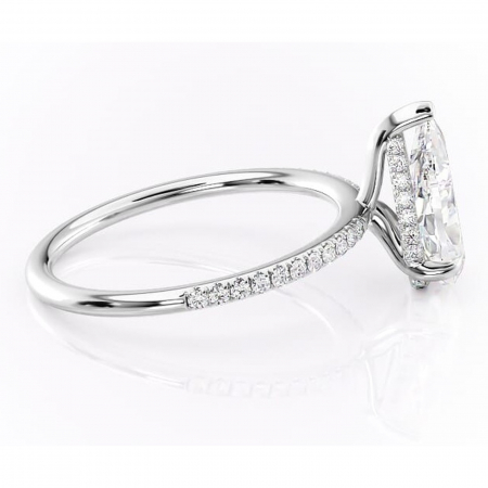 Inel de logodnă Isadora din aur Alb 14kt cu moissanite tăietură pară – Montură pavé rafinată pentru profil înalt | Personalizează și configurează gratuit online [1]