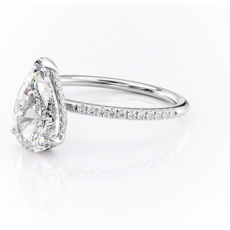 Inel de logodnă Isadora din aur Alb 14kt cu moissanite tăietură pară – Montură pavé rafinată pentru profil înalt | Personalizează și configurează gratuit online [6]