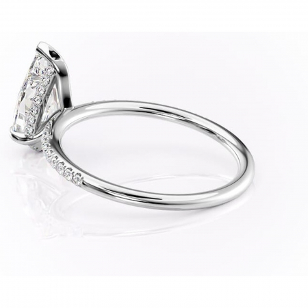 Inel de logodnă Isadora din aur Alb 14kt cu moissanite tăietură pară – Montură pavé rafinată pentru profil înalt | Personalizează și configurează gratuit online [4]
