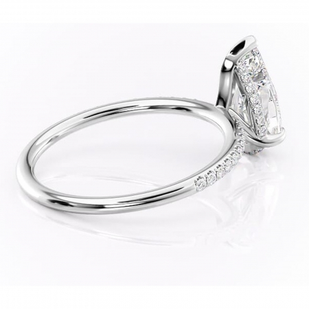 Inel de logodnă Isadora din aur Alb 14kt cu moissanite tăietură pară – Montură pavé rafinată pentru profil înalt | Personalizează și configurează gratuit online [2]
