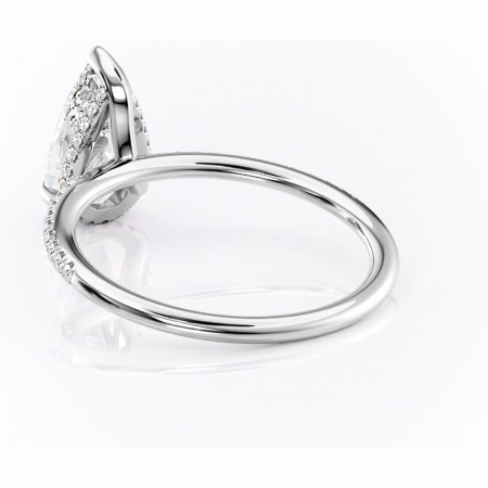 Inel de logodnă Isadora din aur Alb 14kt cu moissanite tăietură pară – Montură pavé rafinată pentru profil înalt | Personalizează și configurează gratuit online [3]