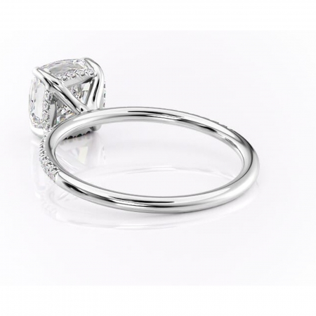 Inel de logodnă Isadora din aur Alb 14kt cu moissanite tăietură pernă – Montură pavé rafinată pentru profil înalt | Personalizează și configurează gratuit online [3]