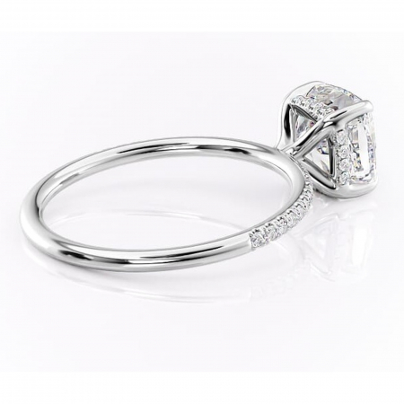 Inel de logodnă Isadora din aur Alb 14kt cu moissanite tăietură pernă – Montură pavé rafinată pentru profil înalt | Personalizează și configurează gratuit online [2]