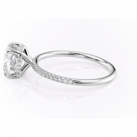 Inel de logodnă Isadora din aur Alb 14kt cu moissanite tăietură pernă – Montură pavé rafinată pentru profil înalt | Personalizează și configurează gratuit online [5]