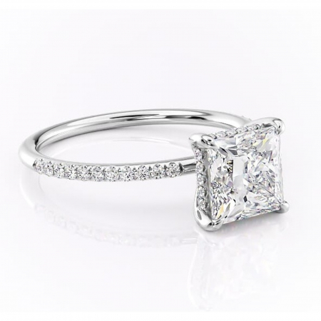 Alege forma Moissanit - Inel de logodnă Isadora din aur Alb 14kt cu moissanite tăietură princess – Montură pavé rafinată pentru profil înalt | Personalizează și configurează gratuit online