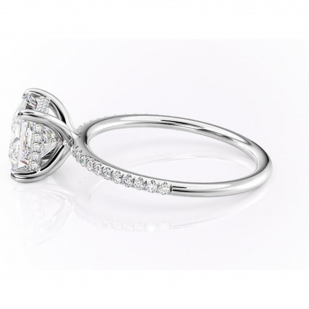 Inel de logodnă Isadora din aur Alb 14kt cu moissanite tăietură princess – Montură pavé rafinată pentru profil înalt | Personalizează și configurează gratuit online [5]