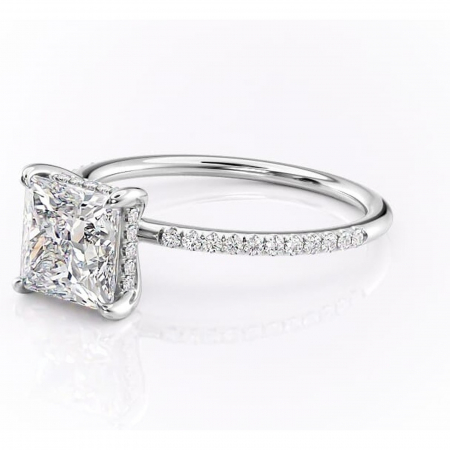 Inel de logodnă Isadora din aur Alb 14kt cu moissanite tăietură princess – Montură pavé rafinată pentru profil înalt | Personalizează și configurează gratuit online [6]