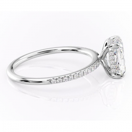 Inel de logodnă Isadora din aur Alb 14kt cu moissanite tăietură radiantă – Montură pavé rafinată pentru profil înalt | Personalizează și configurează gratuit online [1]