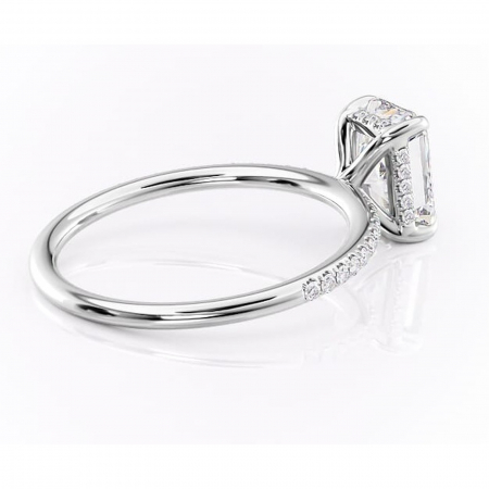 Inel de logodnă Isadora din aur Alb 14kt cu moissanite tăietură radiantă – Montură pavé rafinată pentru profil înalt | Personalizează și configurează gratuit online [2]