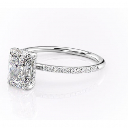 Inel de logodnă Isadora din aur Alb 14kt cu moissanite tăietură radiantă – Montură pavé rafinată pentru profil înalt | Personalizează și configurează gratuit online [6]