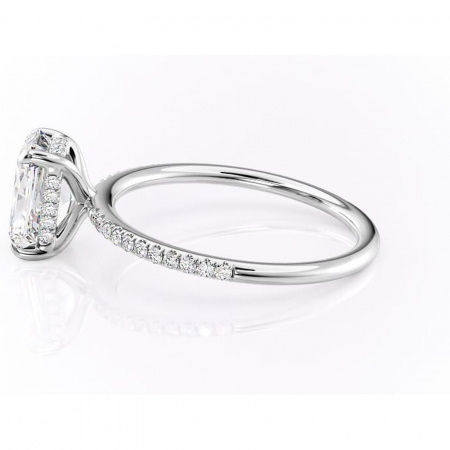 Inel de logodnă Isadora din aur Alb 14kt cu moissanite tăietură radiantă – Montură pavé rafinată pentru profil înalt | Personalizează și configurează gratuit online [5]