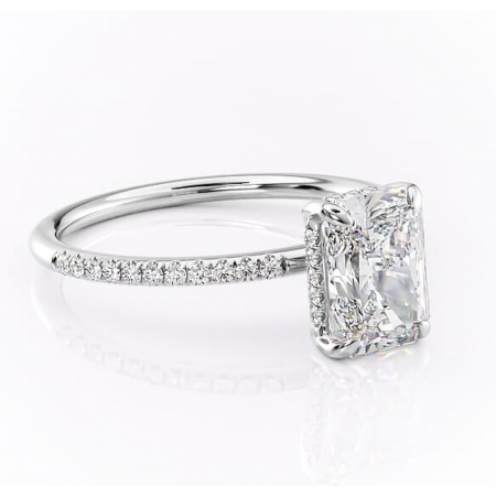 Alege forma Moissanit - Inel de logodnă Isadora din aur Alb 14kt cu moissanite tăietură radiantă – Montură pavé rafinată pentru profil înalt | Personalizează și configurează gratuit online