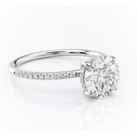 Alege forma Moissanit - Inel de logodnă Isadora din aur Alb 14kt cu moissanite tăietură rotundă – Montură pavé rafinată pentru profil înalt | Personalizează și configurează gratuit online