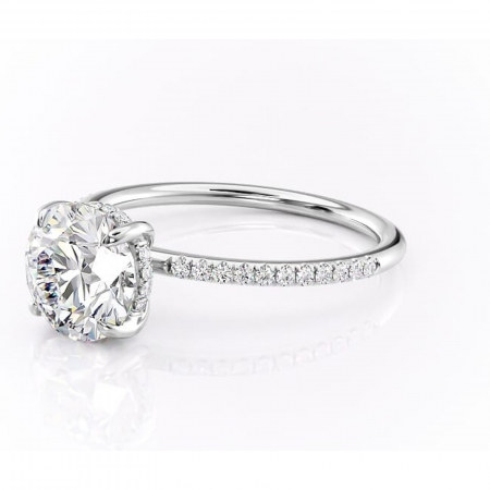Inel de logodnă Isadora din aur Alb 14kt cu moissanite tăietură rotundă – Montură pavé rafinată pentru profil înalt | Personalizează și configurează gratuit online [6]