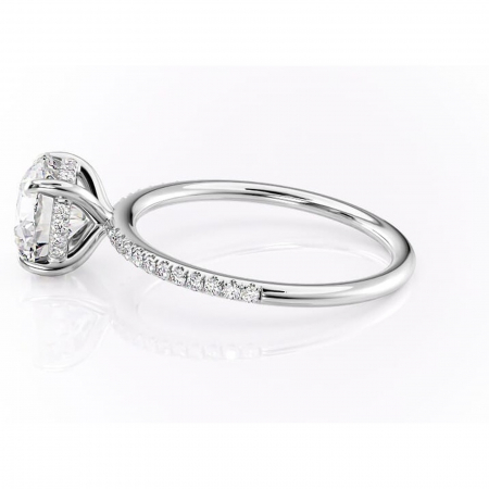 Inel de logodnă Isadora din aur Alb 14kt cu moissanite tăietură rotundă – Montură pavé rafinată pentru profil înalt | Personalizează și configurează gratuit online [5]