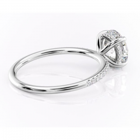 Inel de logodnă Isadora din aur Alb 14kt cu moissanite tăietură rotundă – Montură pavé rafinată pentru profil înalt | Personalizează și configurează gratuit online [2]