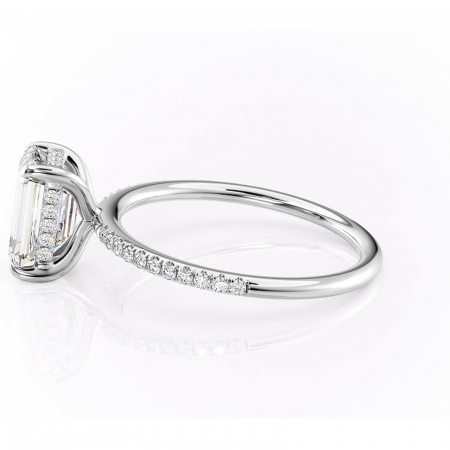 Inel de logodnă Isadora din aur Alb 14kt cu moissanite tăietură smarald – Montură pavé rafinată pentru profil înalt | Personalizează și configurează gratuit online [5]