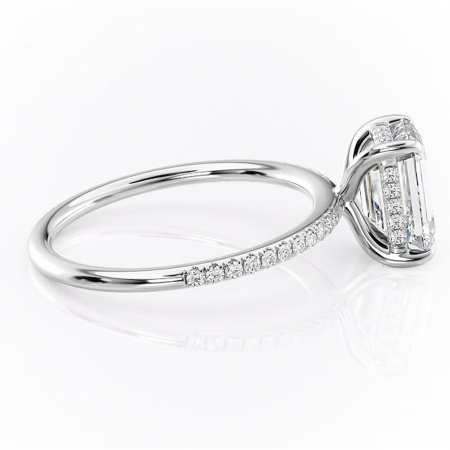 Inel de logodnă Isadora din aur Alb 14kt cu moissanite tăietură smarald – Montură pavé rafinată pentru profil înalt | Personalizează și configurează gratuit online [1]