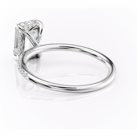 Inel de logodnă Isadora din aur Alb 14kt cu moissanite tăietură smarald – Montură pavé rafinată pentru profil înalt | Personalizează și configurează gratuit online [3]