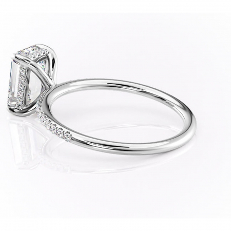 Inel de logodnă Isadora din aur Alb 14kt cu moissanite tăietură smarald – Montură pavé rafinată pentru profil înalt | Personalizează și configurează gratuit online [4]