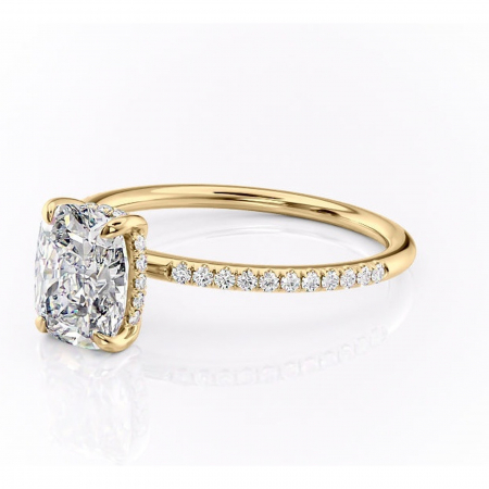 Inel de logodnă Isadora din aur Galben 14kt cu moissanite tăietură pernă – Montură pavé rafinată pentru profil înalt | Personalizează și configurează gratuit online [6]