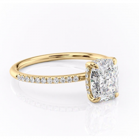 Aur galben - Inel de logodnă Isadora din aur Galben 14kt cu moissanite tăietură pernă – Montură pavé rafinată pentru profil înalt | Personalizează și configurează gratuit online