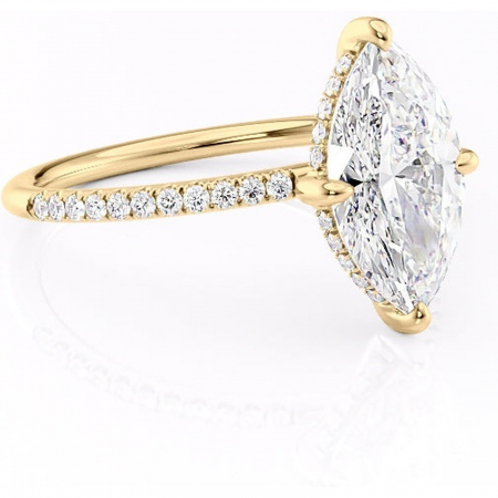 Aur galben - Inel de logodnă Isadora din aur Galben 18kt cu moissanite tăietură marquise – Montură pavé rafinată pentru profil înalt | Personalizează și configurează gratuit online
