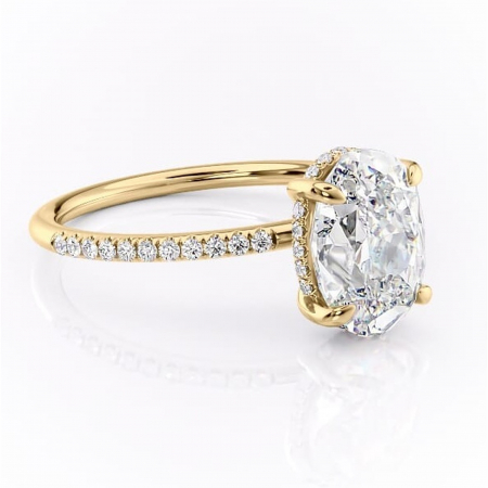 Aur galben - Inel de logodnă Isadora din aur Galben 18kt cu moissanite tăietură ovală – Montură pavé rafinată pentru profil înalt | Personalizează și configurează gratuit online