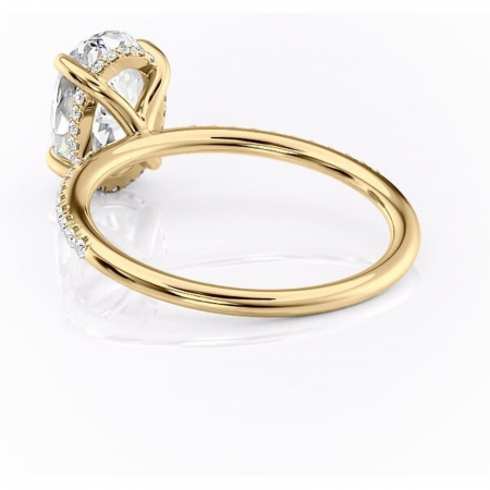 Inel de logodnă Isadora din aur Galben 14kt cu moissanite tăietură ovală – Montură pavé rafinată pentru profil înalt | Personalizează și configurează gratuit online [3]