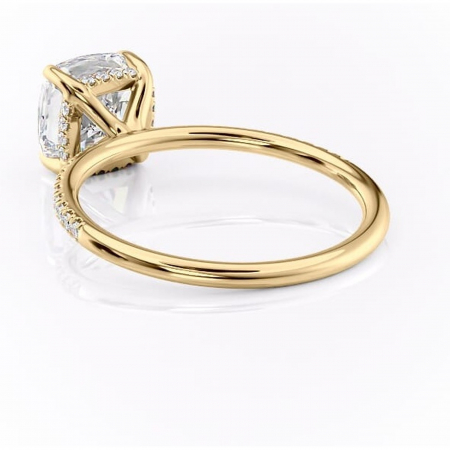 Inel de logodnă Isadora din aur Galben 18kt cu moissanite tăietură pernă – Montură pavé rafinată pentru profil înalt | Personalizează și configurează gratuit online [3]